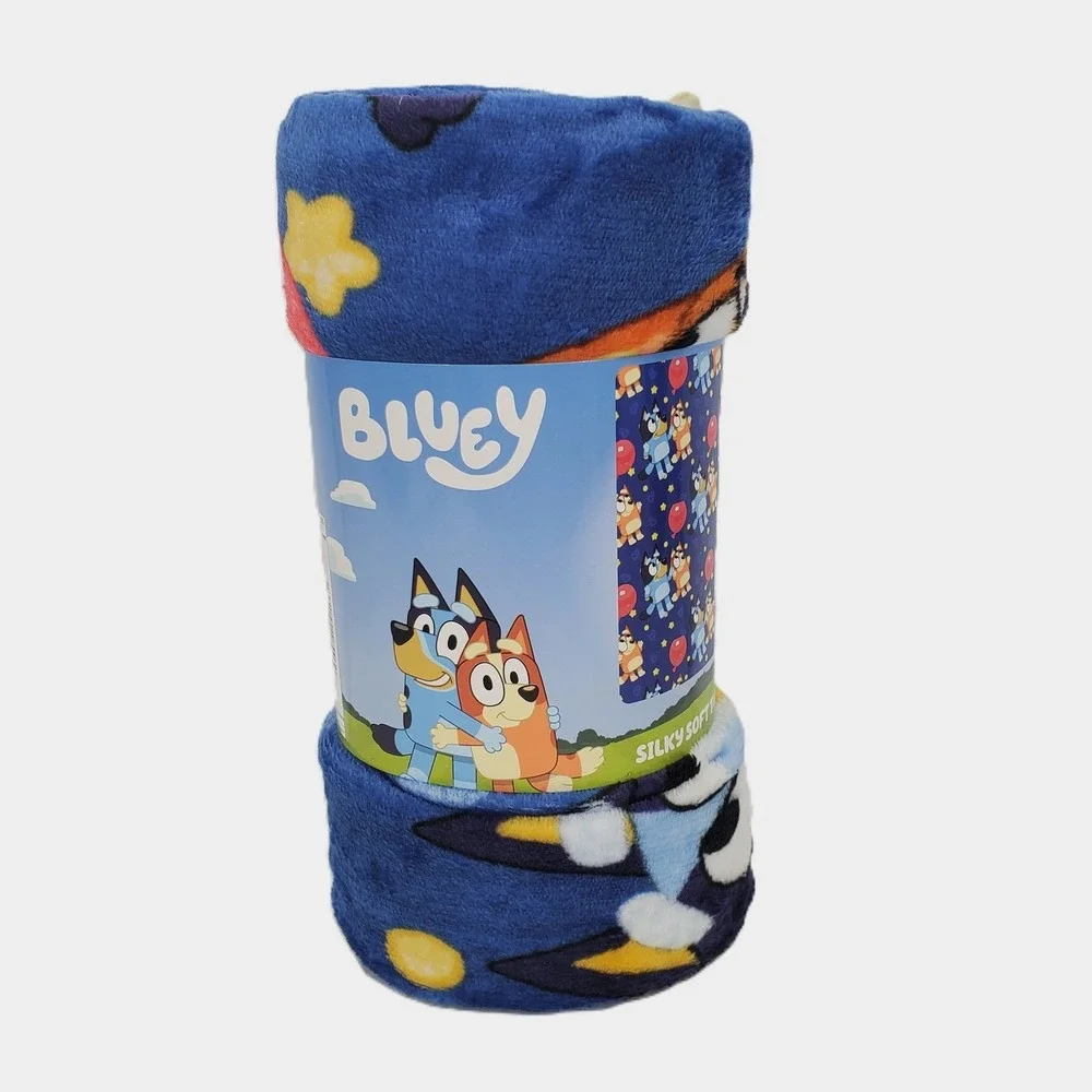 Bluey B is for Balloon Silky Soft Throw Blanket 46x60 Blue Northwest Group New